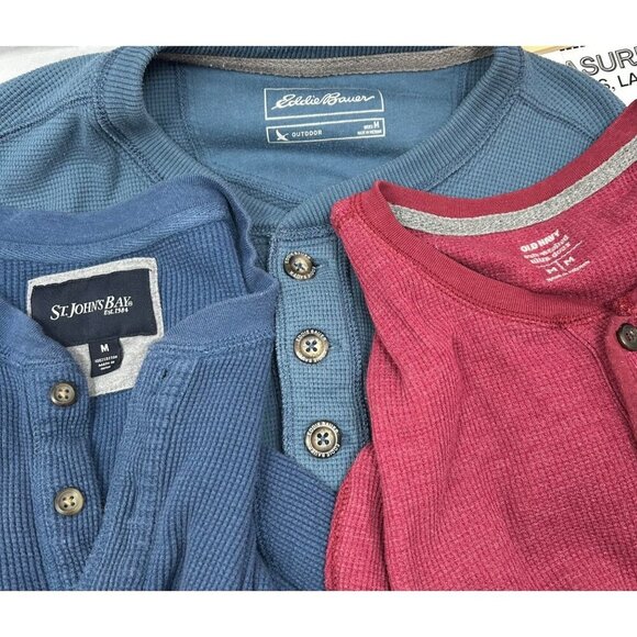 Bundle Of 3 Mens Thermal Henley Long Sleeve Shirts M Eddie Bauer Old Navy St. Jo - Picture 6 of 6
